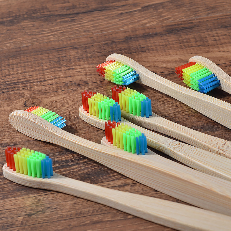 Sustainable Bamboo Toothbrush – Colorful Wooden Design, Eco-Friendly