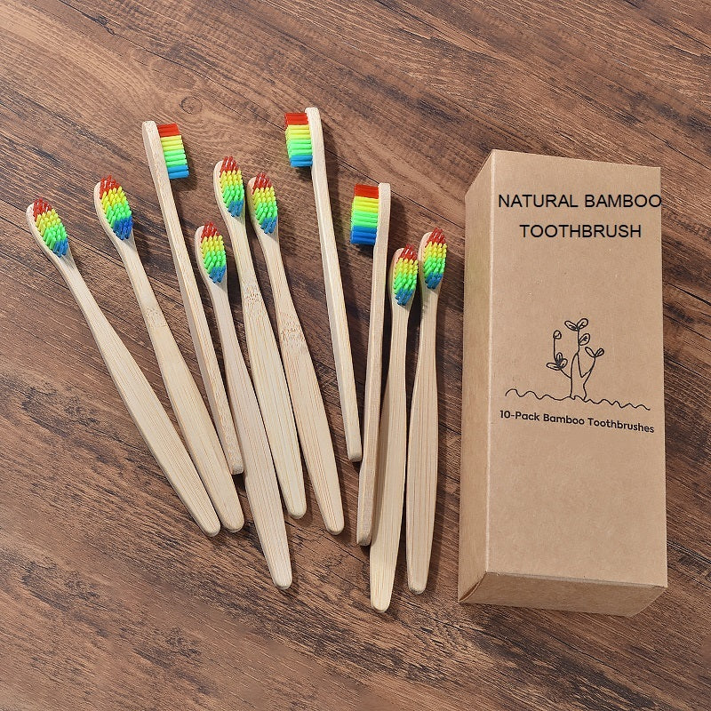 Sustainable Bamboo Toothbrush – Colorful Wooden Design, Eco-Friendly