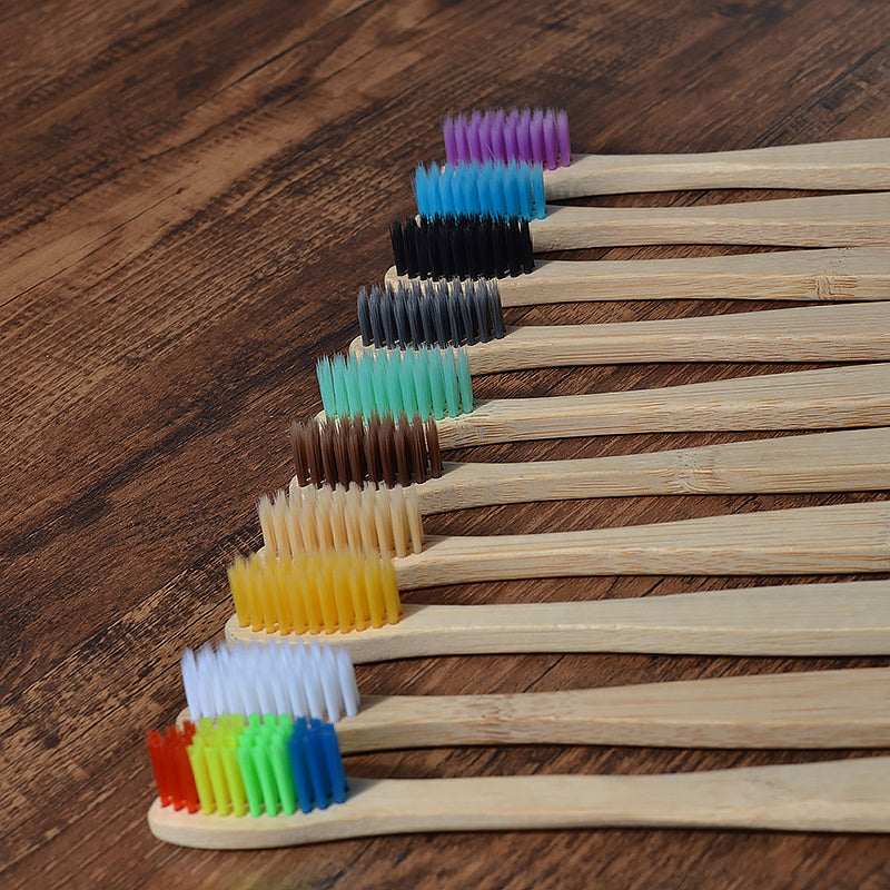 Sustainable Bamboo Toothbrush – Colorful Wooden Design, Eco-Friendly