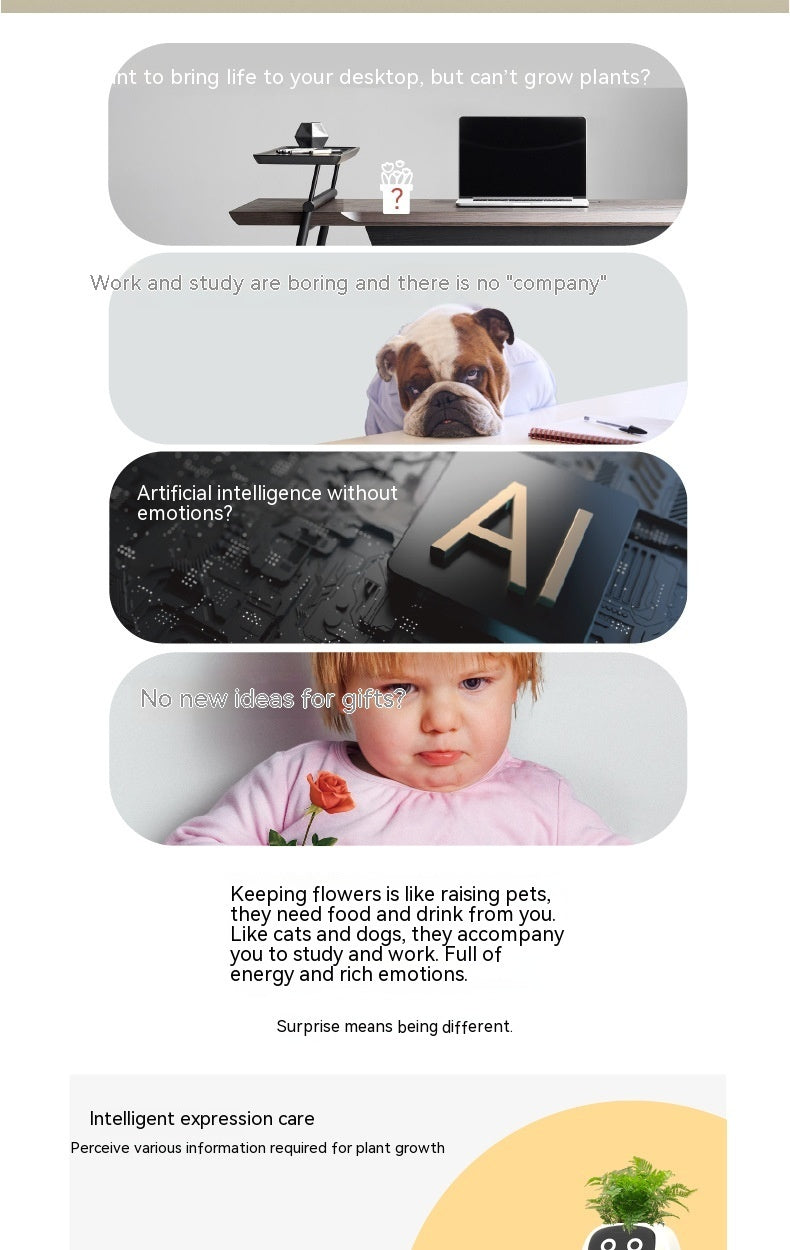 AI Smart Planter – 49+ Facial Expressions, 7 Sensors & Interactive Plant Care