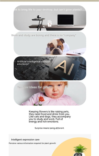 AI Smart Planter – 49+ Facial Expressions, 7 Sensors & Interactive Plant Care