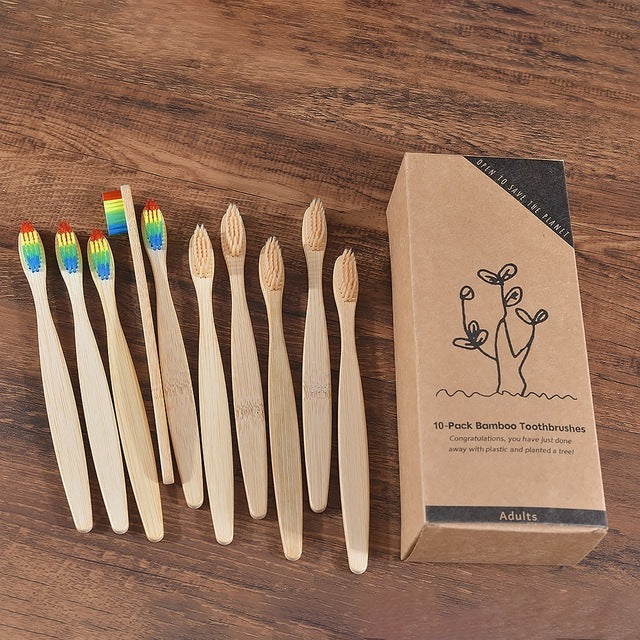 Sustainable Bamboo Toothbrush – Colorful Wooden Design, Eco-Friendly