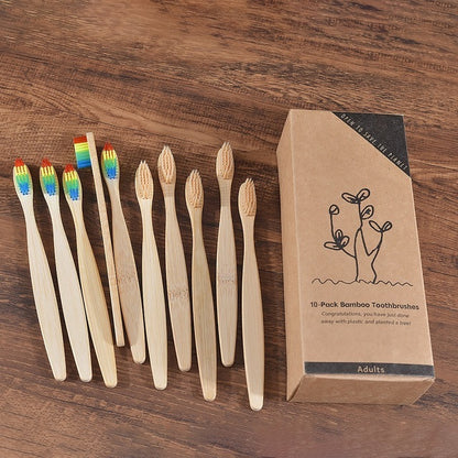 Sustainable Bamboo Toothbrush – Colorful Wooden Design, Eco-Friendly
