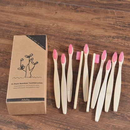 Sustainable Bamboo Toothbrush – Colorful Wooden Design, Eco-Friendly