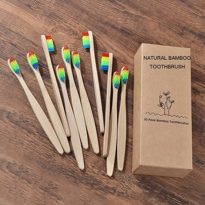 Sustainable Bamboo Toothbrush – Colorful Wooden Design, Eco-Friendly