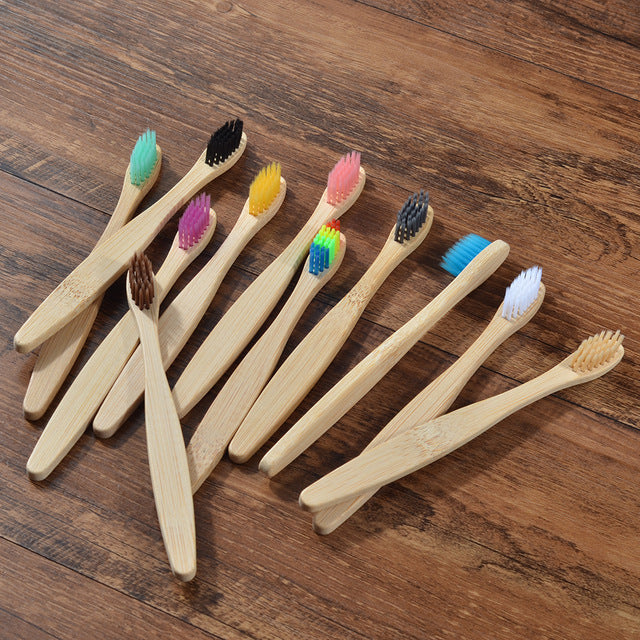 Sustainable Bamboo Toothbrush – Colorful Wooden Design, Eco-Friendly
