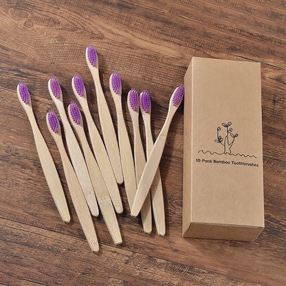 Sustainable Bamboo Toothbrush – Colorful Wooden Design, Eco-Friendly