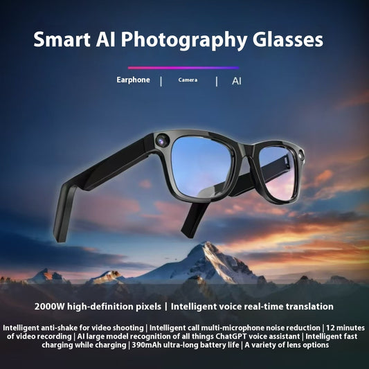 AI Smart Glasses with HD Camera – Strap-On Design, Anti-Shake Video Shooting